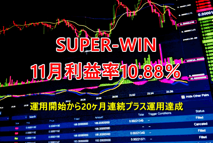 10月は利益率10.88％でSUPER-WIN【FX自動売買】は20ヶ月連続勝利！