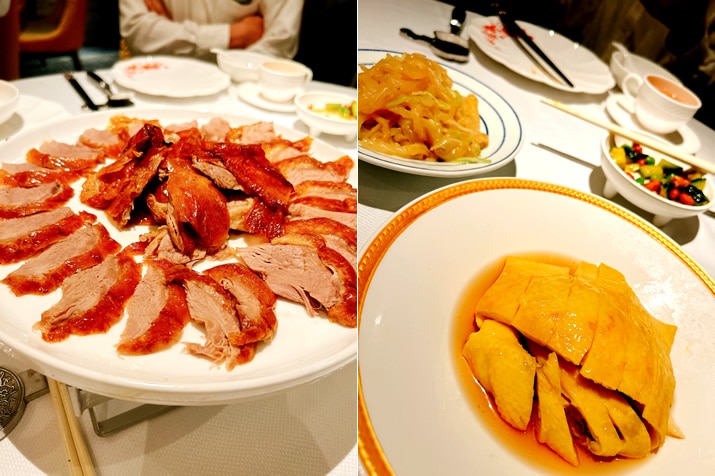 香港オフ会の夕食会で食べた北京ダックと鶏料理